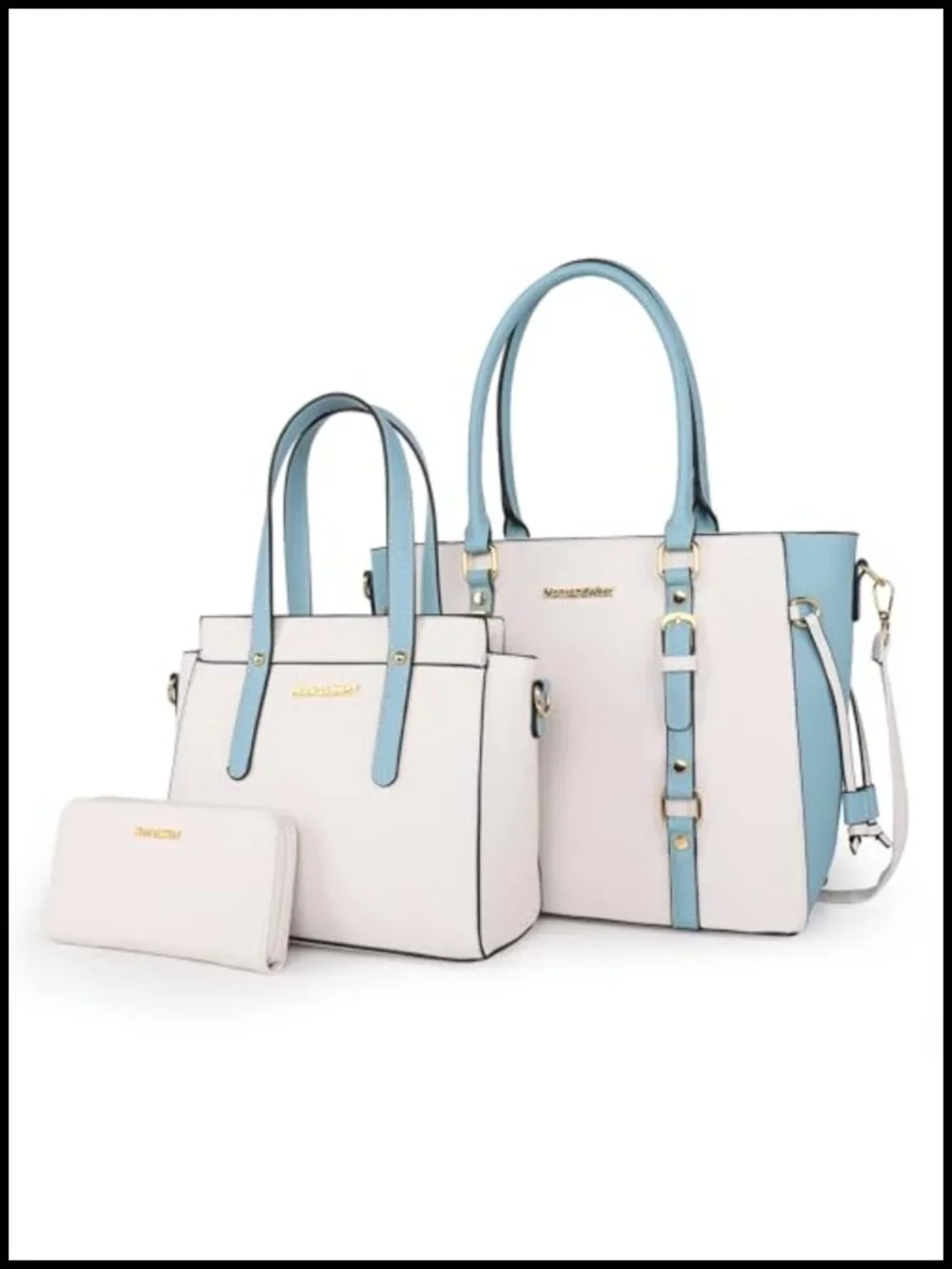 3-Piece PU Leather Tote Bag and Wallet Set Shoulder Satchel Handbags